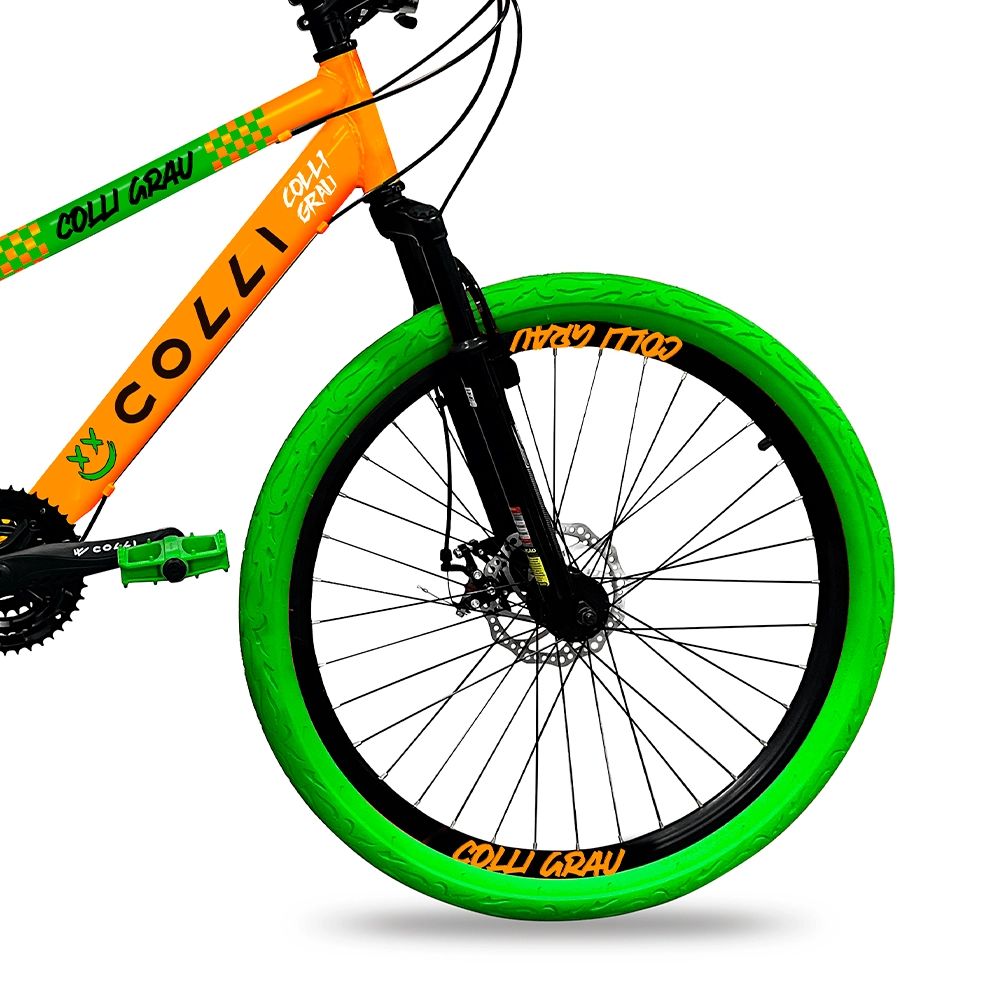 Bicicleta Colli Grau Aro 26 com 21 Marchas Laranja Neon