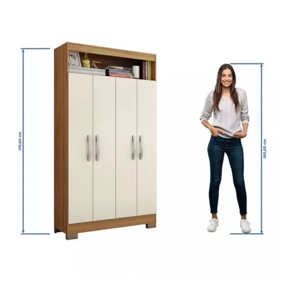 Armário Multiuso 4 Portas NT 4040 Notável Móveis Freijó Trend/Off White TX
