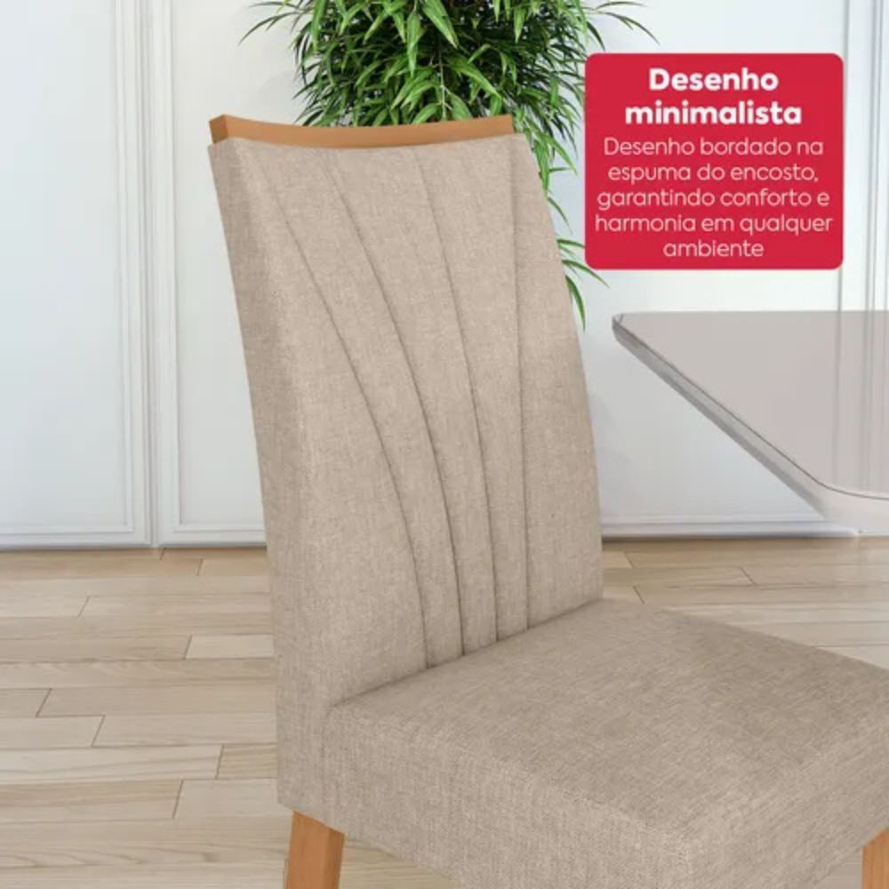 Mesa de Jantar Lopas Apogeu 1,70 6 Cadeiras Apogeu Amêndoa Clean/Off White