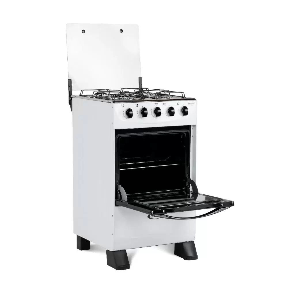 Fogão 4 Bocas a Gás Clarice Delicato Mesa Inox com Forno Branco