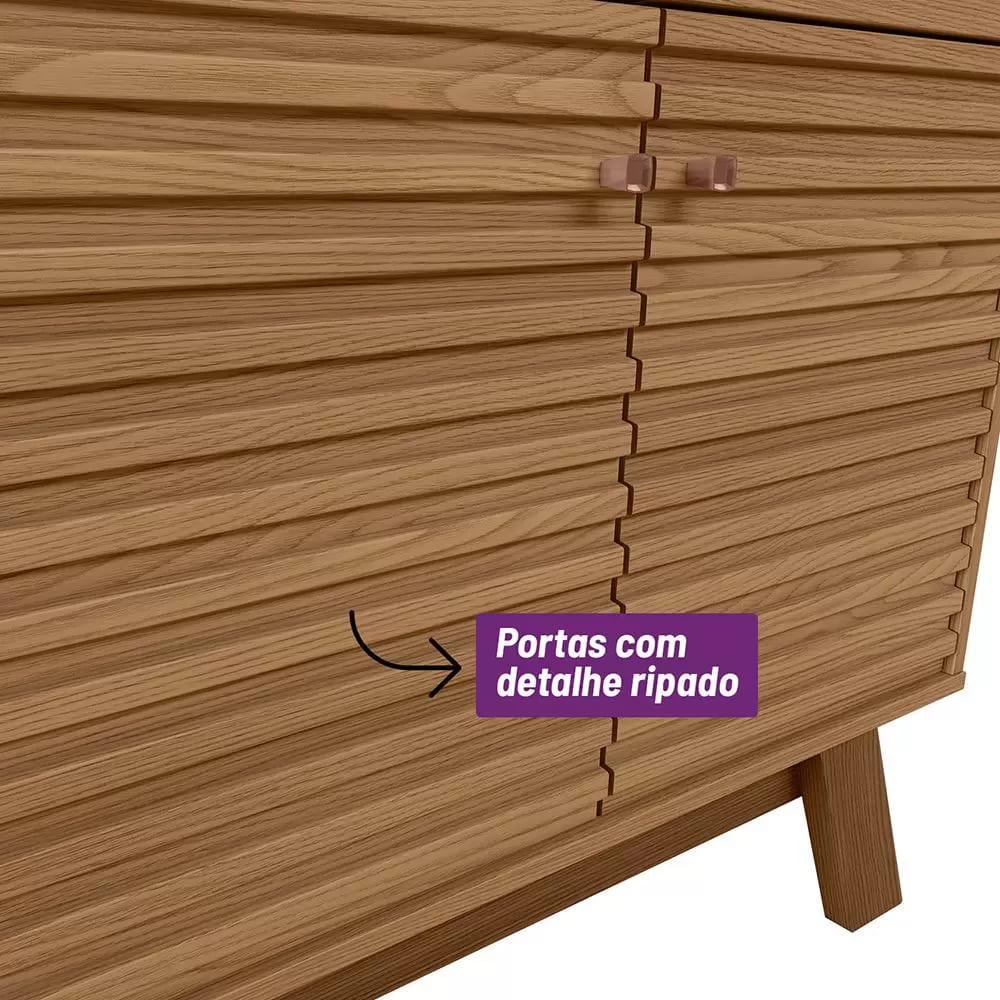 Painel Tulum C/ Rack Camboriu Linea Brasil Amendoa / Titanio