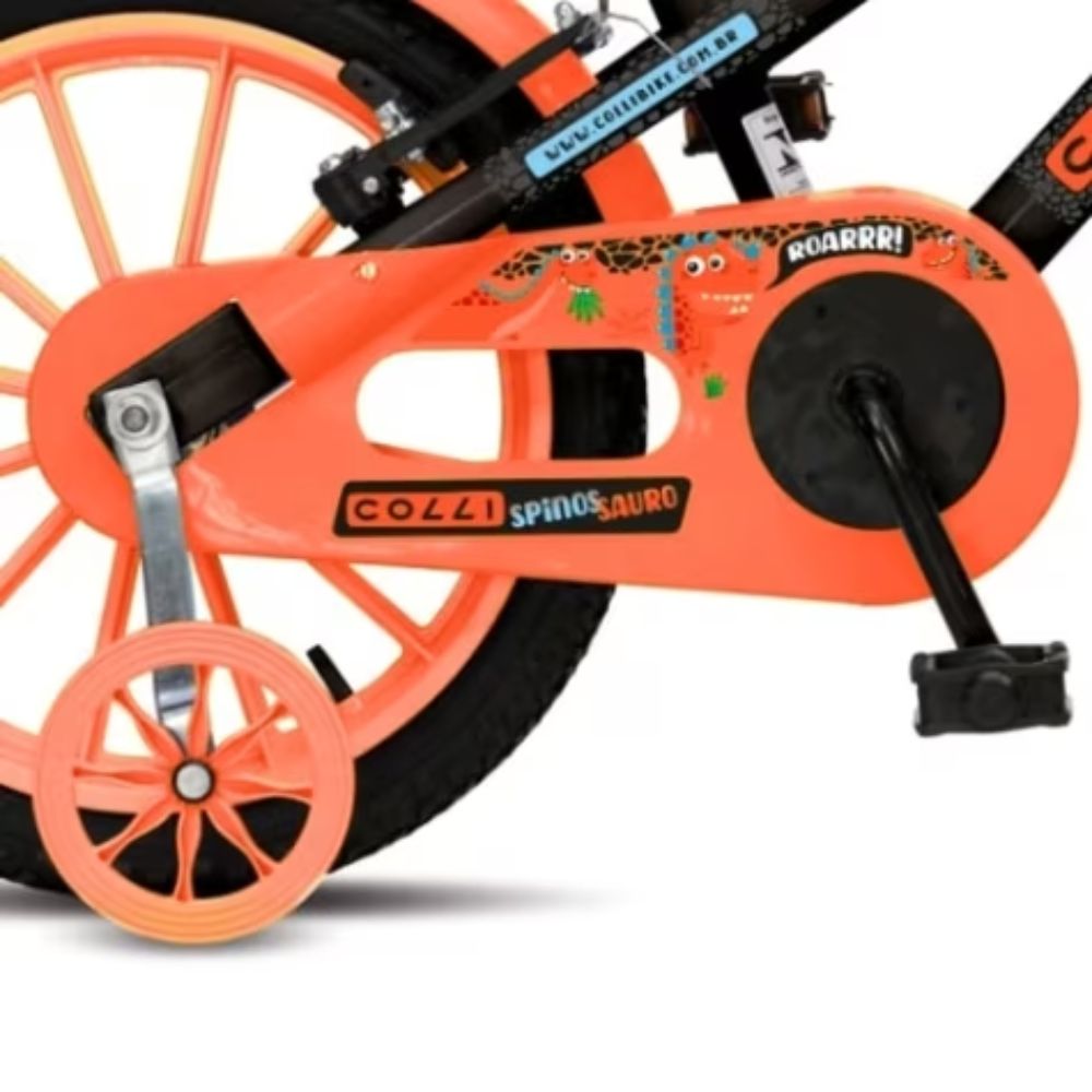 Bicicleta Colli Spinossauro Aventuras Aro 16 com Rodinhas Preto Fosco