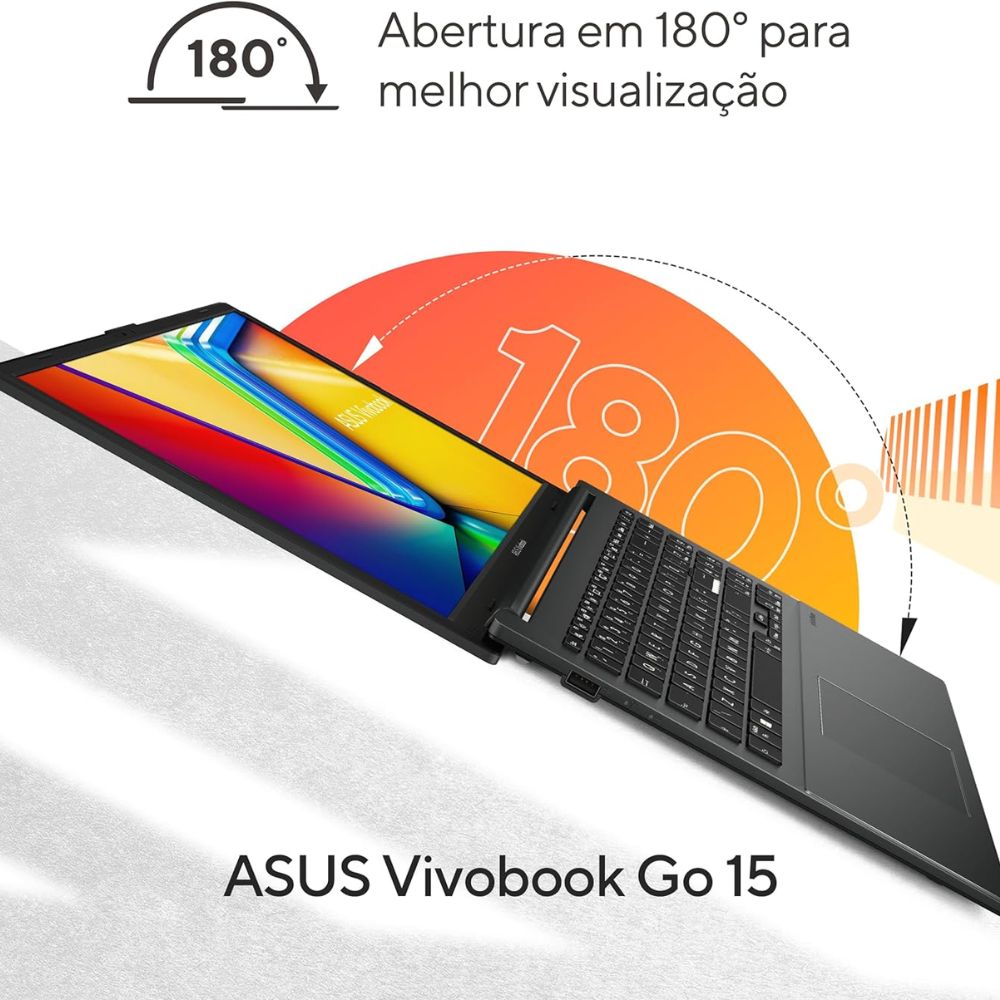 Notebook ASUS VivoBook Go 15, AMD RYZEN 5 7520U, 8GB, 256GB SSD, Tela 15,6" FHD, Mixed Black