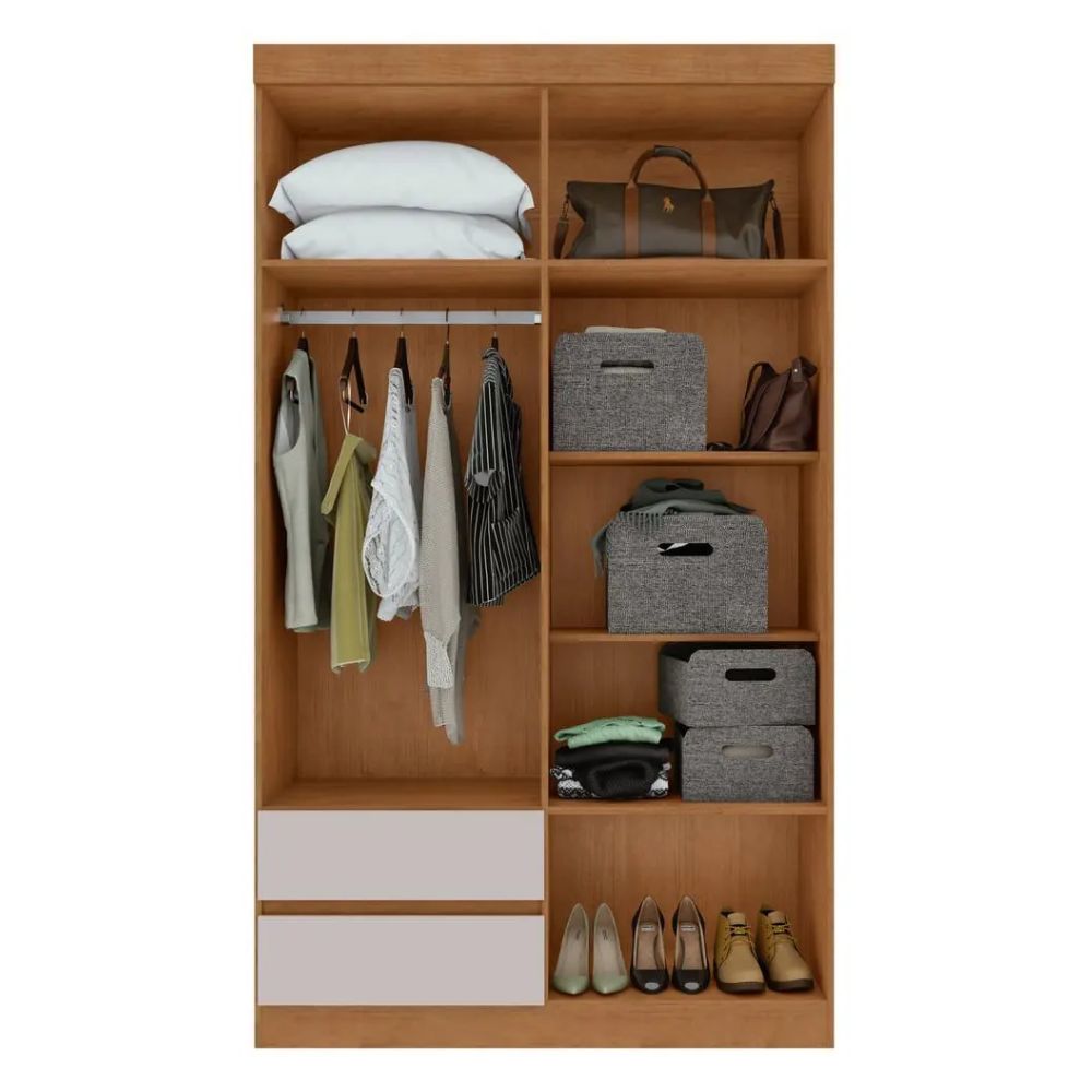 Guarda Roupa Lopas 4 Portas Zeus Amêndoa Clean/Off White