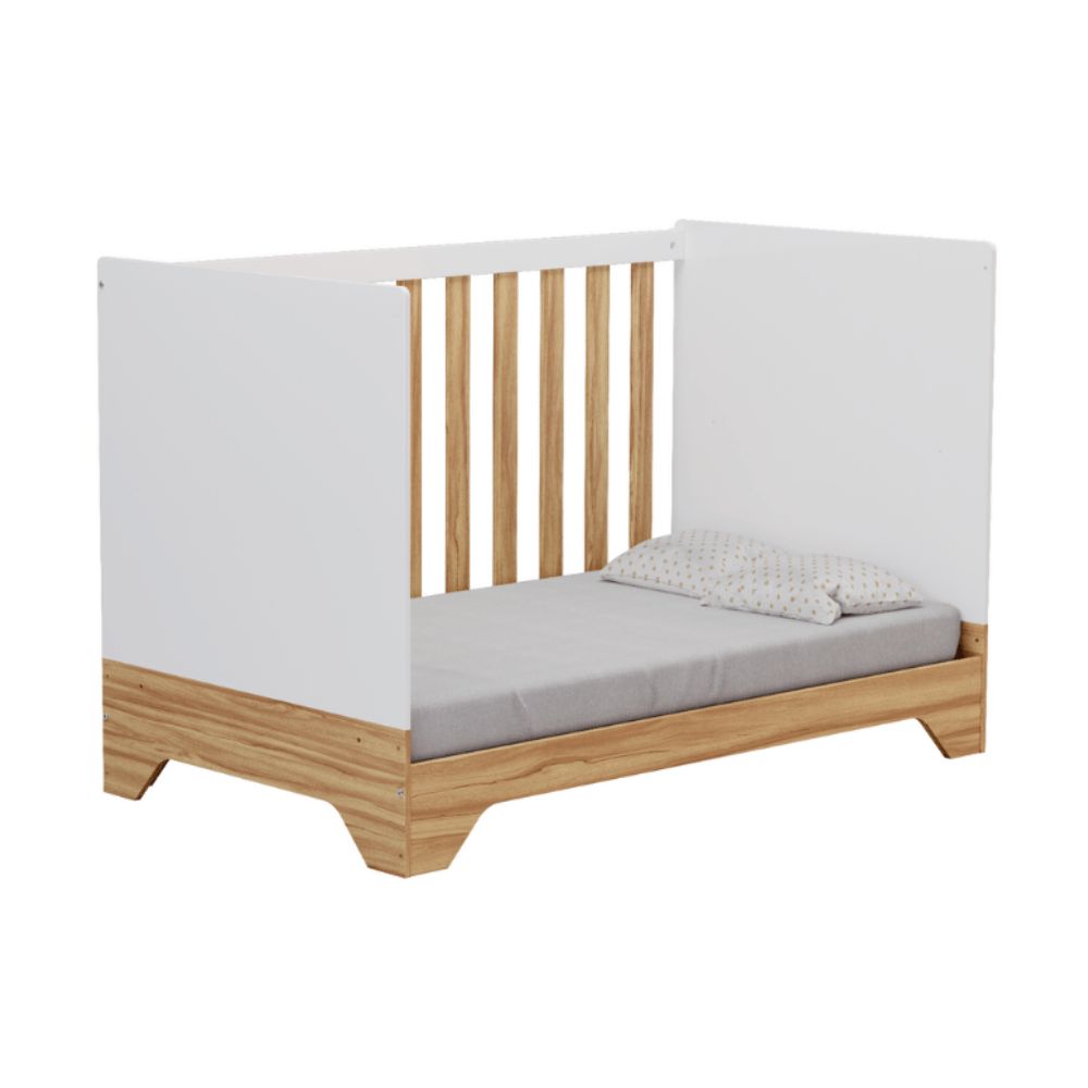 Berço Peroba Popy Retrô Branco/Amêndoa