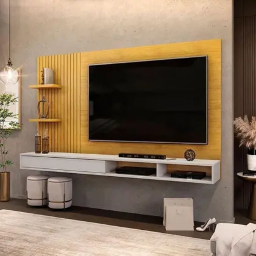 Painel Para Tv Suspenso Bento Cedro Bali Dj Móveis