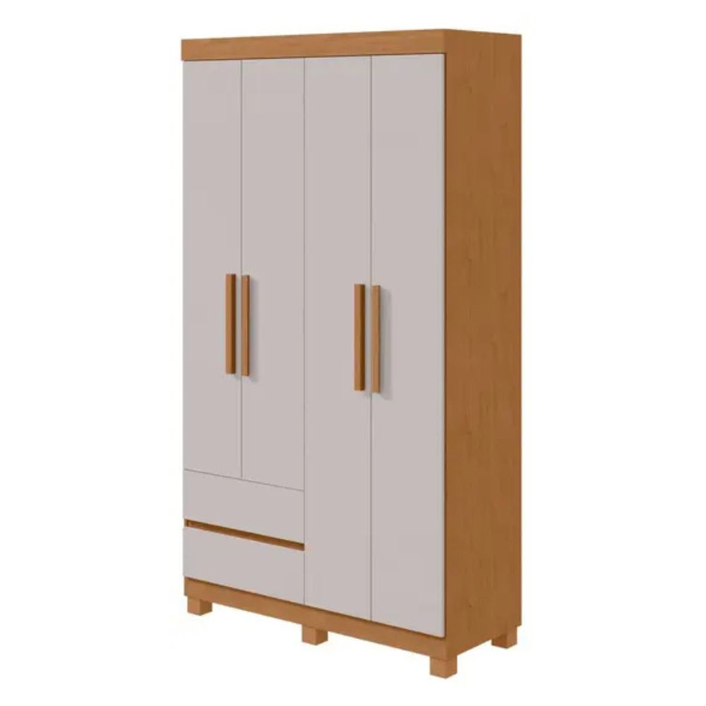 Guarda Roupa Lopas 4 Portas Zeus Amêndoa Clean/Off White