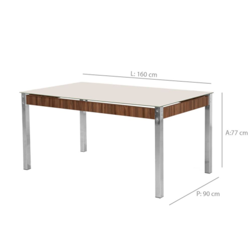 Conjunto de Mesa Aço Nobre CR Formato Raissa com 6 Cadeiras 1,60 x 0,90 m