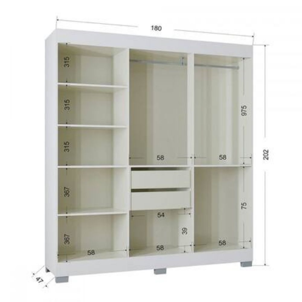 Guarda-Roupa Poquema Barcelona 6 Portas 2 Gavetas Branco