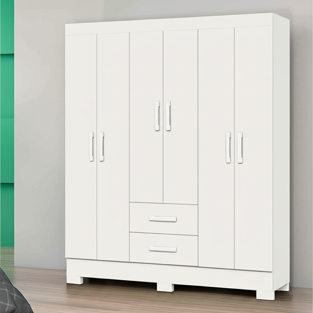 Guarda Roupa Josan Olímpio 6 Portas com Pés Branco