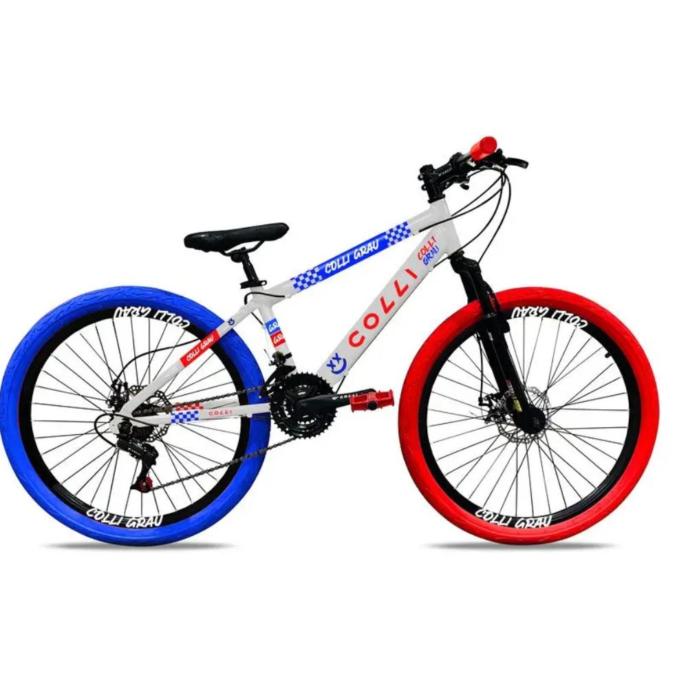 Bicicleta Colli Grau Aro 26 21M Branco/Vermelho/Azul