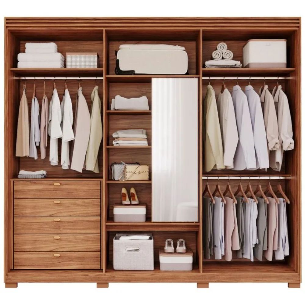 Guarda-Roupa Casal 6 Portas 5 Gavetas Cinamomo/Grafiato Aurora Panan Moveis
