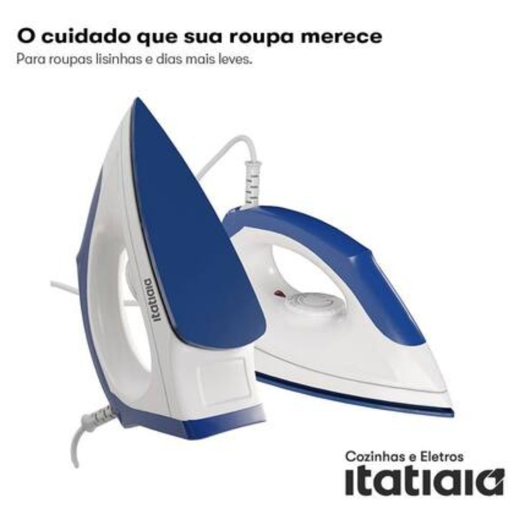 Ferro de Passar a Seco Branco com Azul 220V Itatiaia