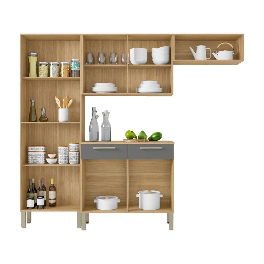 Cozinha Ambiente Nala 4 Peças Freijó Gris Kits Paraná
