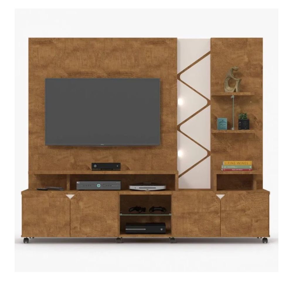 Estante Home Lukaliam Cross Amêndoa/Off White