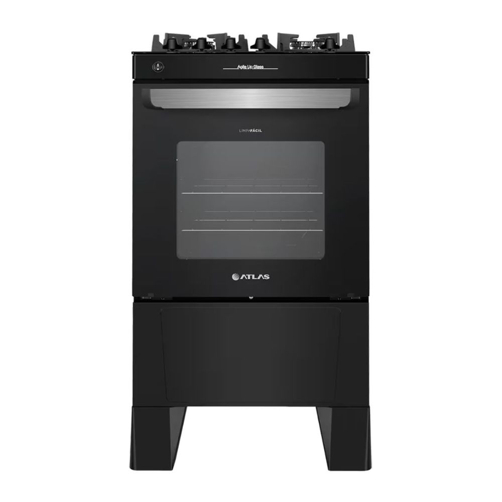 Fogão Atlas Agile Up Glass 4 Bocas Preto