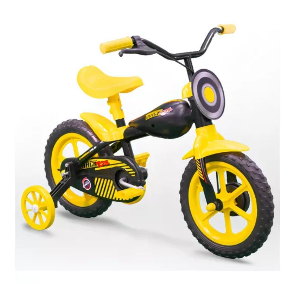 Bicicleta Track Moto Bike Aro 12 Preta/Amarela