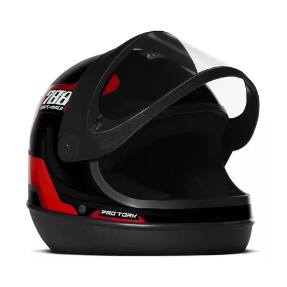 Capacete Protork SM Sport 788 CAP-495VM Tamanho 58 Preto/Vermelho