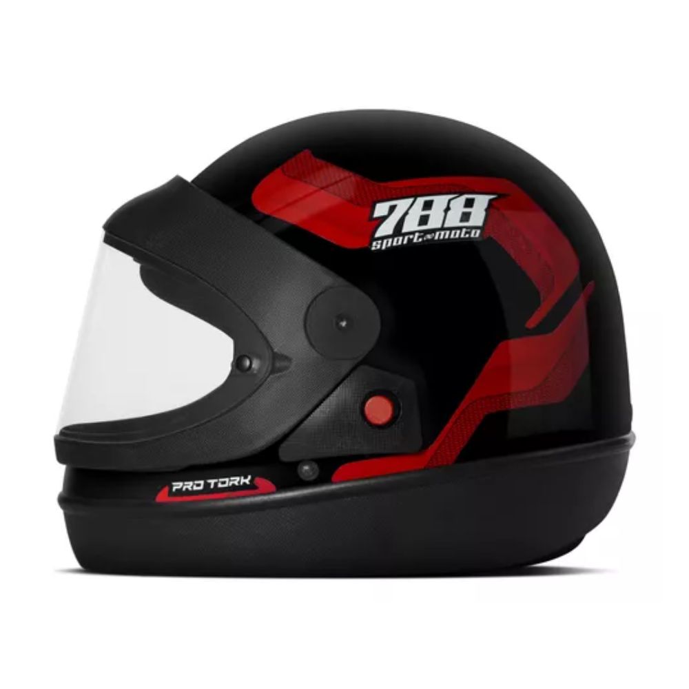 Capacete Protork SM Sport 788 CAP-495VM Tamanho 58 Preto/Vermelho