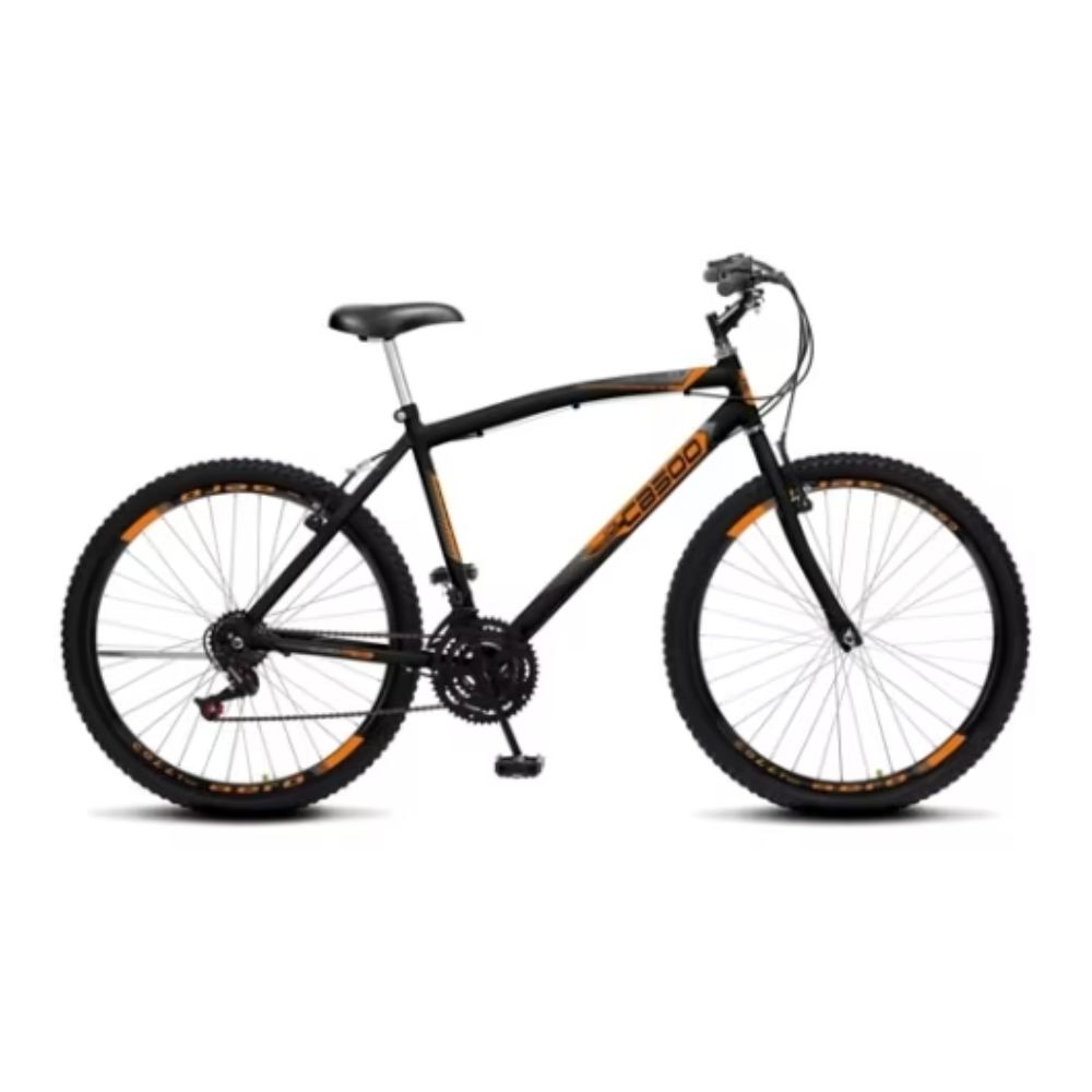 Bicicleta Colli CB500 Cazelle 18 Marchas Aro 26 Preto Fosco/Laranja Neon