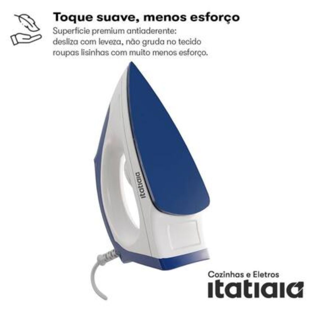 Ferro de Passar a Seco Branco com Azul 220V Itatiaia