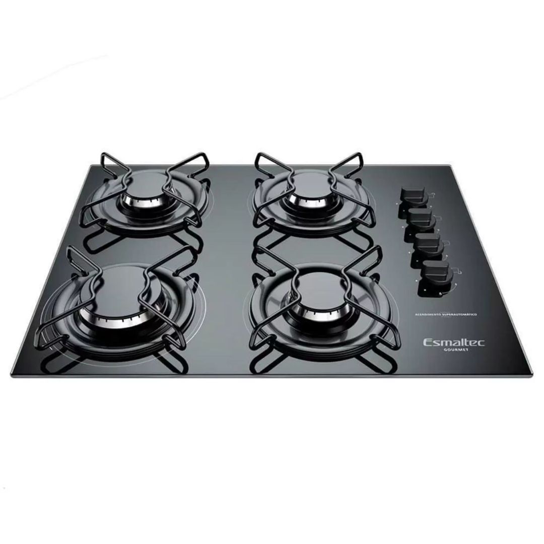 Fogão Esmaltec Cooktop 4084 Gourmet, 4 Bocas, Preto - Bivolt