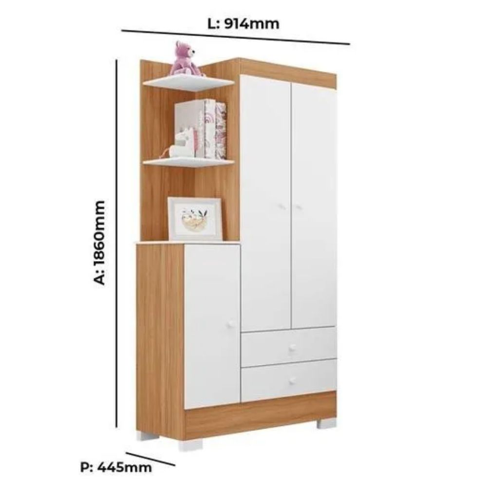 Guarda-Roupa Infantil Tuboarte Magia 3 Portas 2 Gavetas