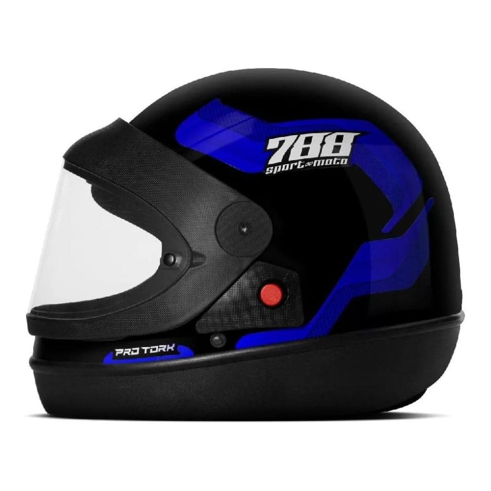Capacete Protork SM Sport 788 CAP-494AZ Tamanho 60 Preto/Azul