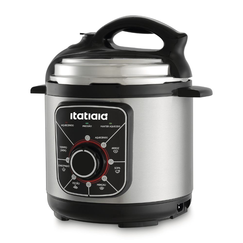 Panela de Pressão Elétrica Essencial Itatiaia 5L 220V 900W Inox Preto