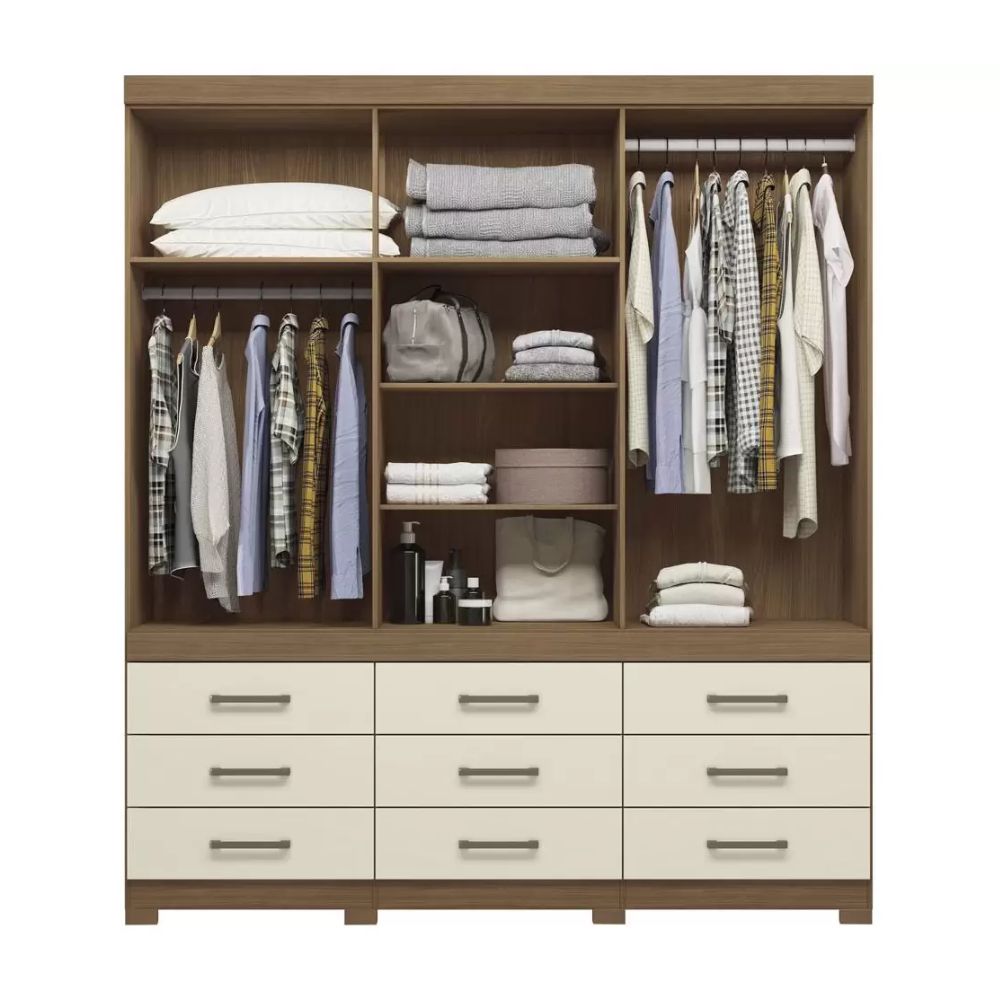 Guarda-Roupa Casal 6 Portas 9 Gavetas Santos Andira Star Plus 6.9 Jatoba/Areia