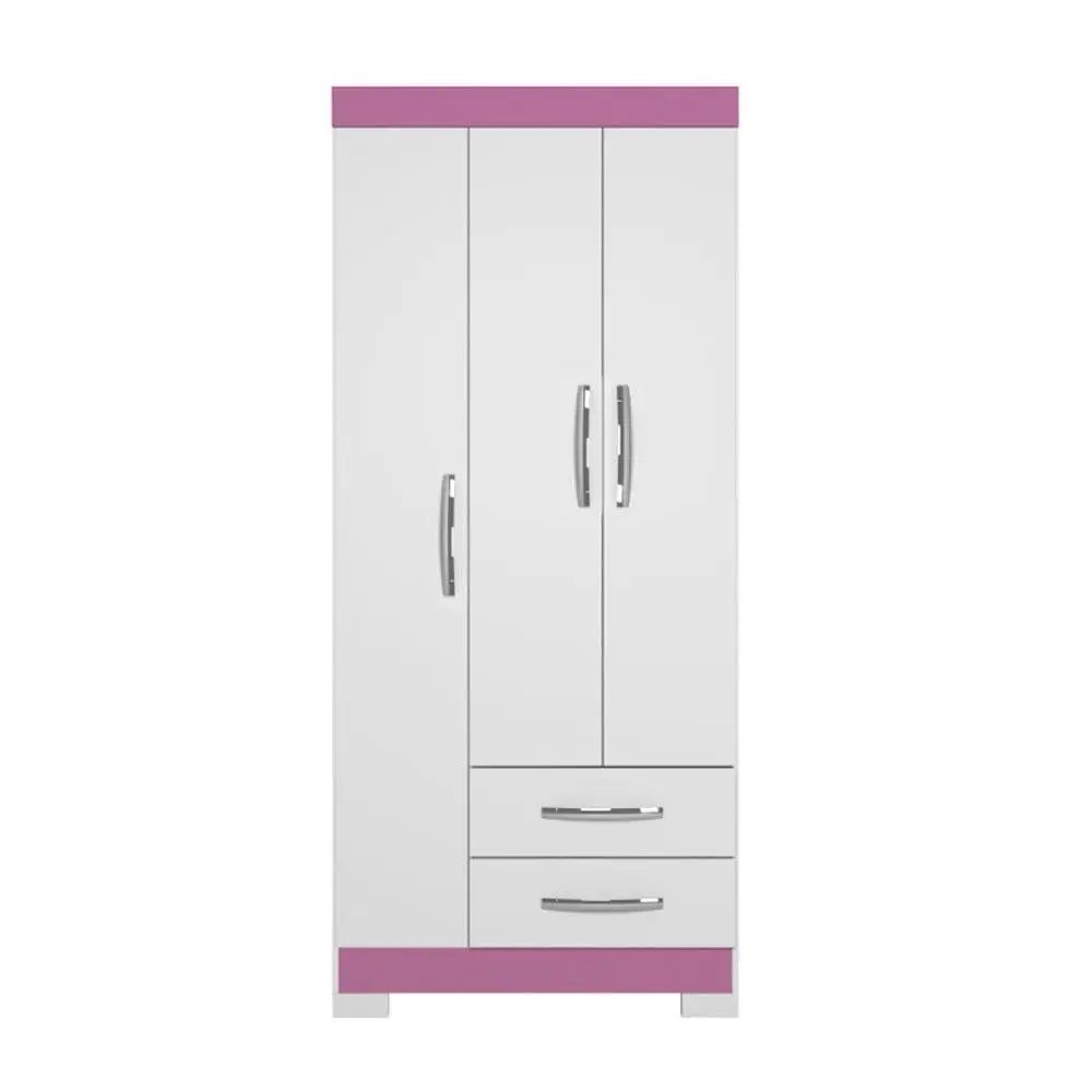 Guarda Roupa Notavel Nt 5000 3 Portas Branco New/Rosa