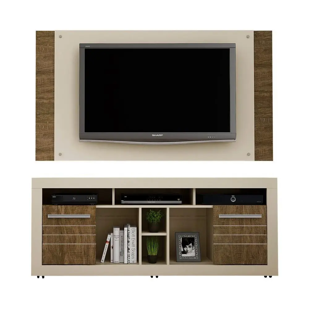 Rack C/ Painel Valdemoveis Firenze Off / Ipe (AT)