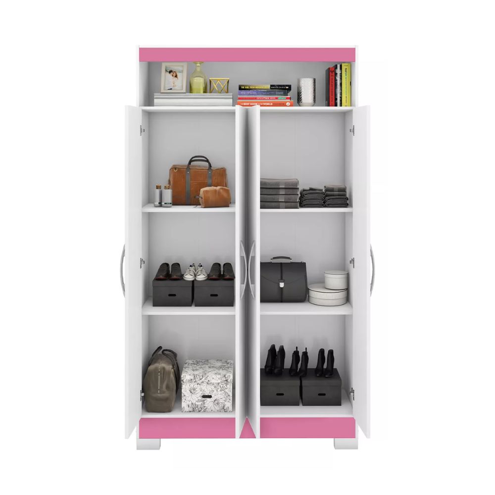 Armário Multiuso Notável NT 4040 Branco/Rosa