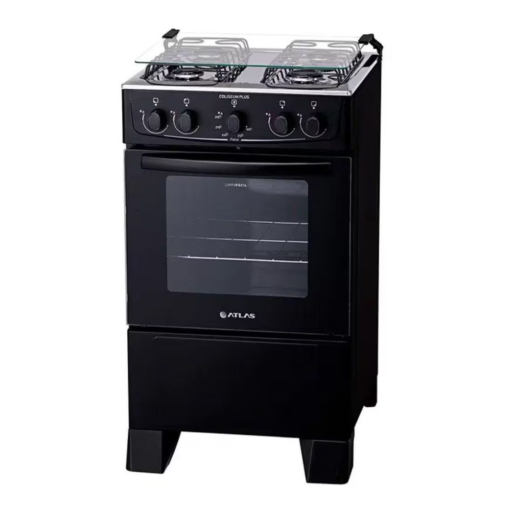 Fogão Atlas Coliseum Plus 4 Bocas Mesa de Inox Forno 50L