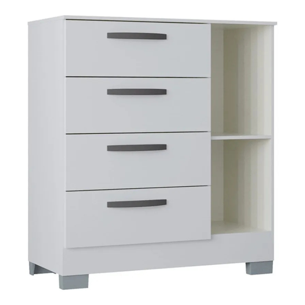 Cômoda Poquema 86833 4 Gavetas 1 Porta Branco