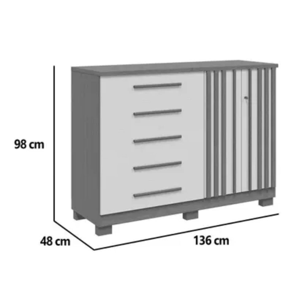 Cômoda de Quarto Bella c/ 2 Portas e 5 Gavetas Cinamomo - ACP Móveis