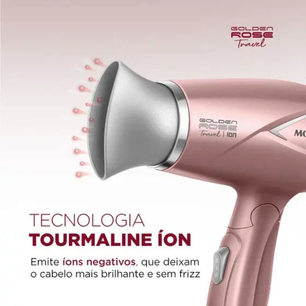 Secador de Cabelo Mondial Travel Golden SC-47 Gold Rose