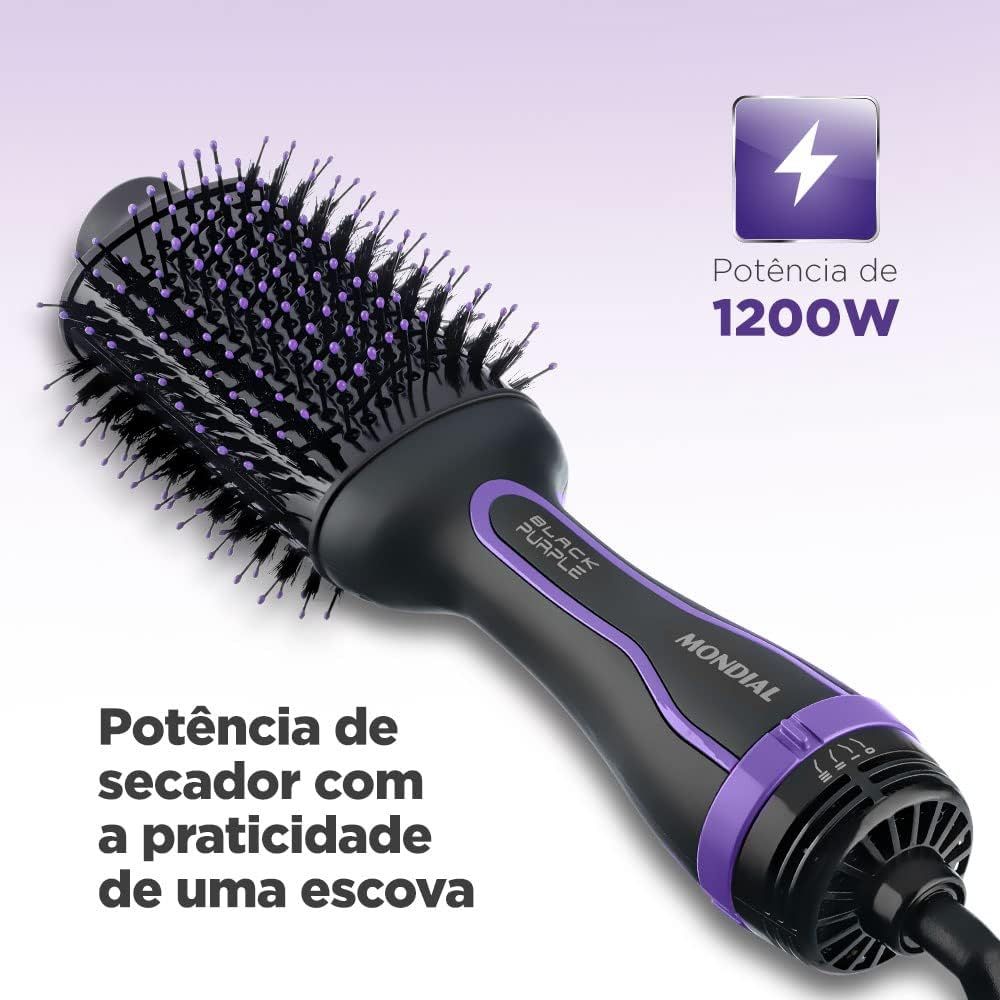 Escova Secadora Mondial Preto/Roxo 1200W 220V ES-08