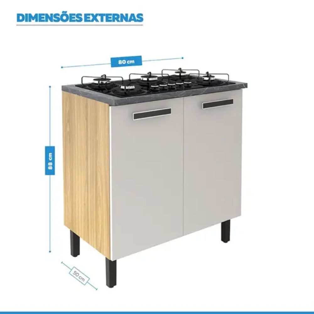 Balcão Itatiaia Cooktop 5 Bocas 2 Portas New Jazz Off White
