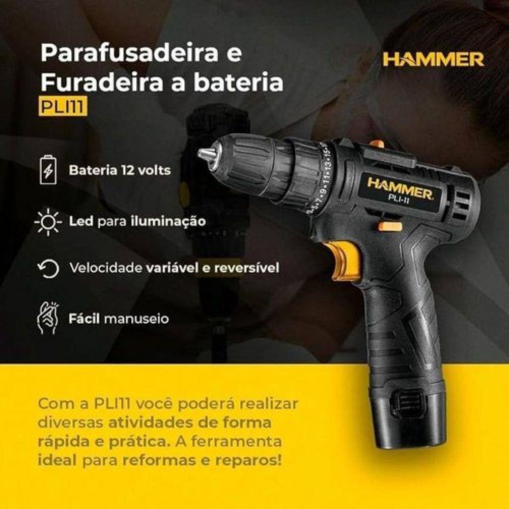 Parafusadeira Lenoxx Hammer Bivolt GYPLI11 12V