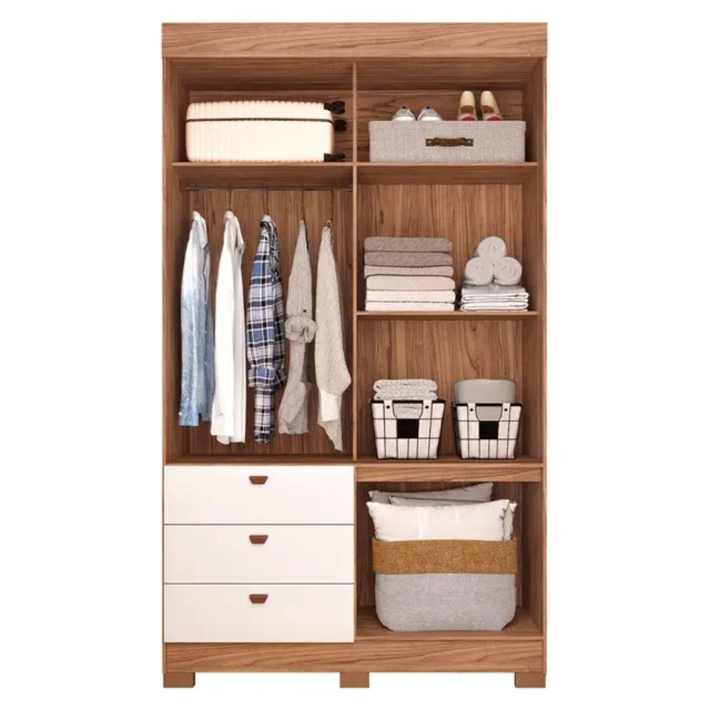 Guarda Roupa Panan Alice 2 Portas 3 Gavetas Cinamomo/Off White