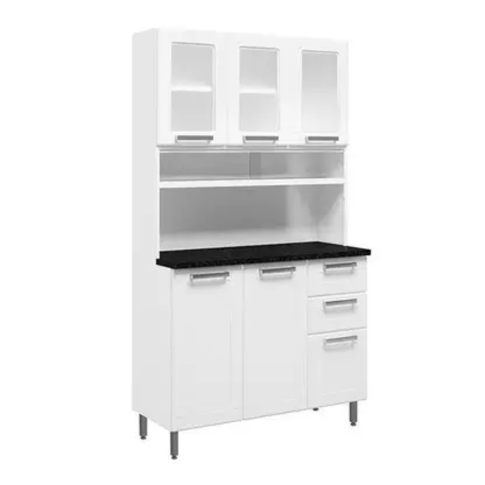Kit Bertolini Multipla 6145 TPL 6 Portas 3 Gavetas Vidro Branco