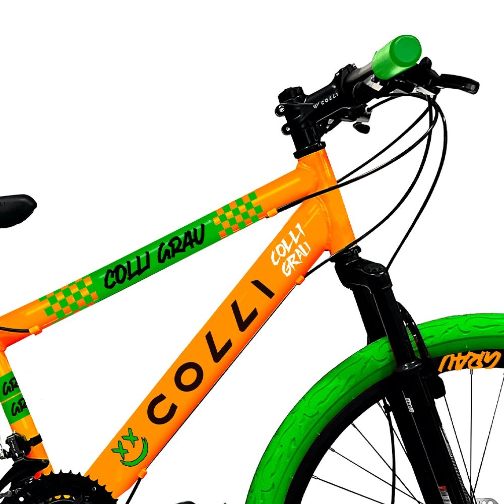 Bicicleta Colli Grau Aro 26 com 21 Marchas Laranja Neon