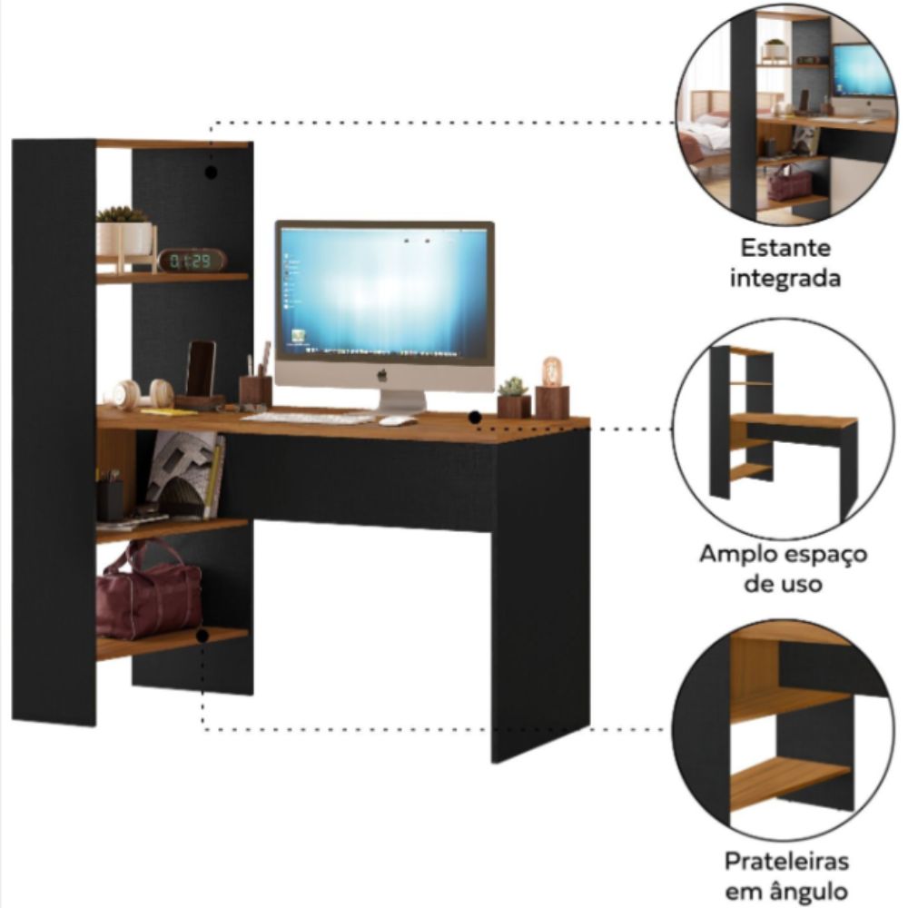 Mesa para Escritório Notável Office NT2105 Freijó / Preto