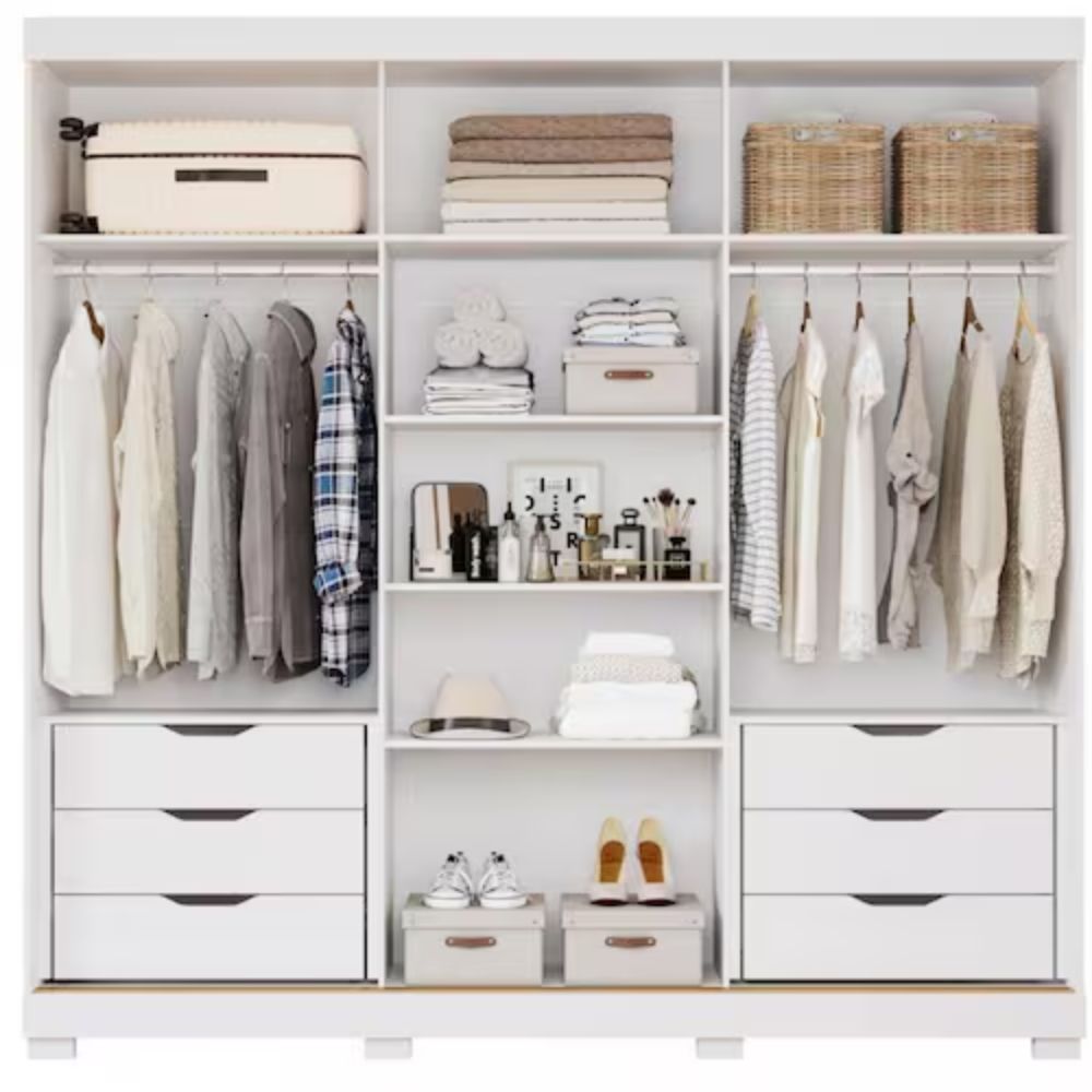 Guarda Roupa Panan Cecilia 3 Portas com Pés e Espelho Branco