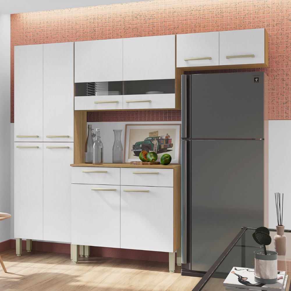 Cozinha Kits Parana Nala Com Balcão 8976 Freijo Supremo