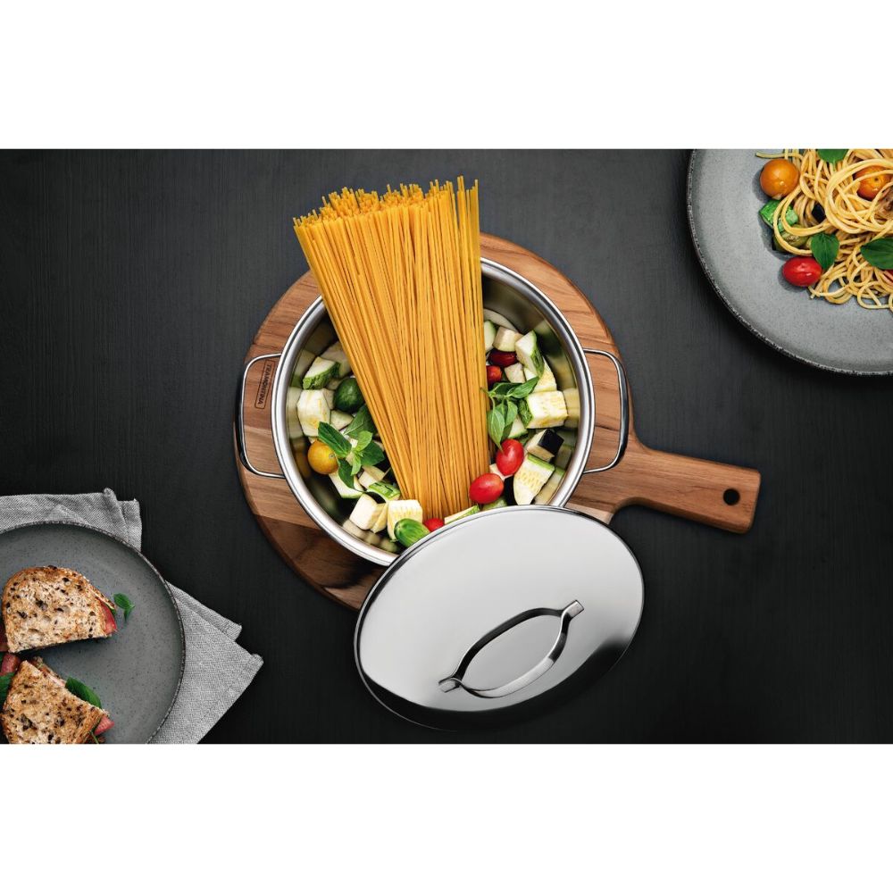 Caçarola Rasa Tramontina Allegra em Aço Inox com Fundo Triplo 24 cm 4,2 L