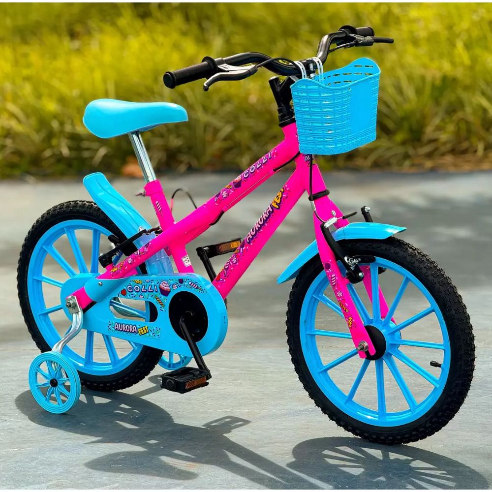 Bicicleta Colli Aurora Fest Aro 16 Rosa Neon/Azul