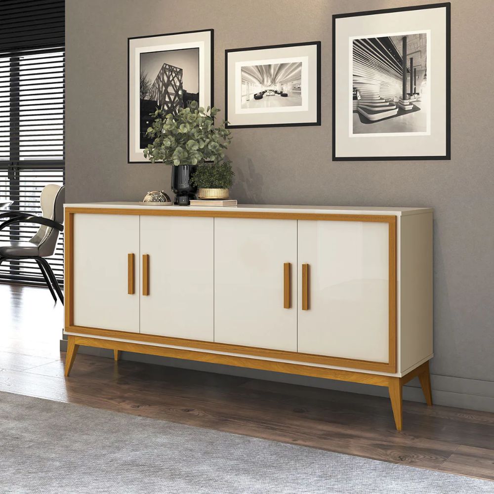 Buffet 4 Portas Union Edn Móveis Cedro com Off White