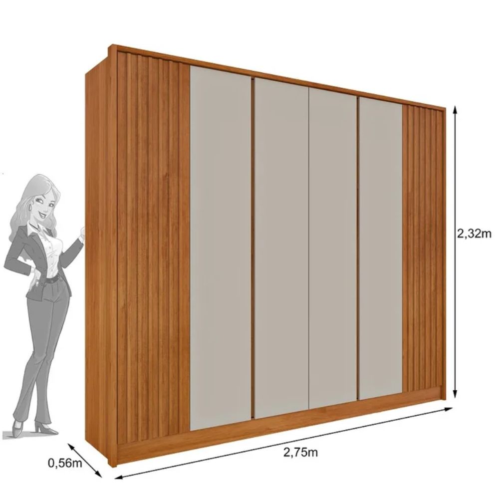 Guarda Roupa Casal 6 portas 6 gavetas Barcelona Ripado Tcil Móveis
